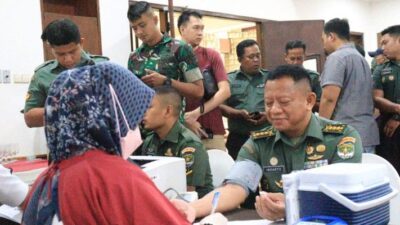 Korem 052/Wijayakrama Mengadakan Donor Darah dalam Perayaan Ulang Tahun ke-25