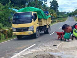 Memperbaiki Akses Jalan Berlubang Bersama Babinsa dan Warga