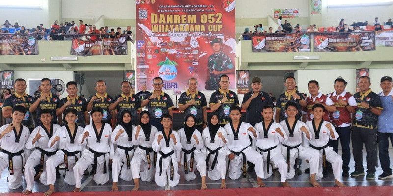 Buka Kejuaraan Taekwondo Piala Danrem Cup 2023 oleh Danrem 052/Wijayakrama