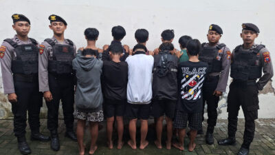 Polres Pelabuhan Tanjung Perak berhasil diamankan 10 anggota geng yang hendak tawuran